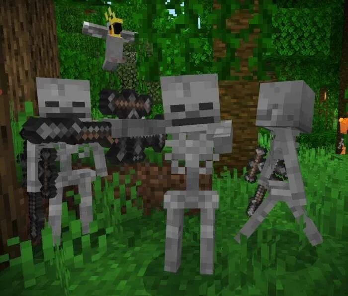 Скелет держит в руках измененный лук