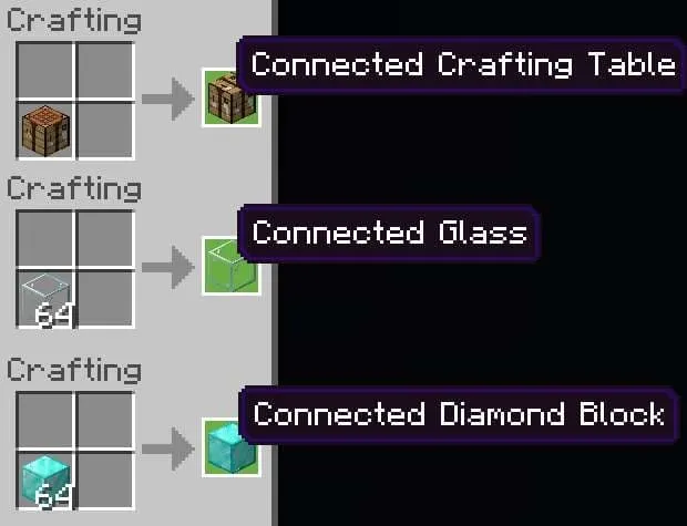 Рецепты объединённых блоков в верстаке