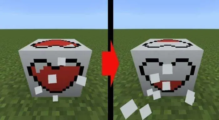Момент разрушения блока в Minecraft с новой анимацией из текстур пака