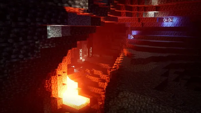 Свет от лавы в пещере