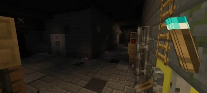 Мрачный коридор с факелами