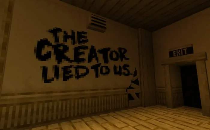 Чернильная надпись на стене из мода Bendy's Decorations