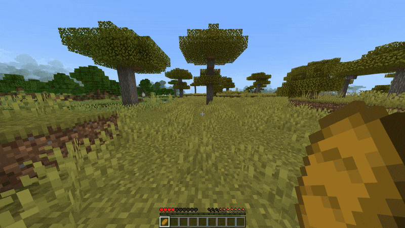 Поедание хлеба игроком и восстановление шкалы голода