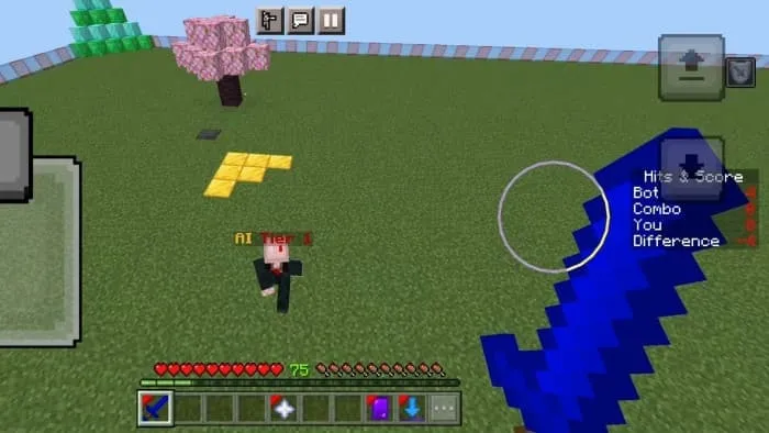 Вид на игрока и арену от лица бота