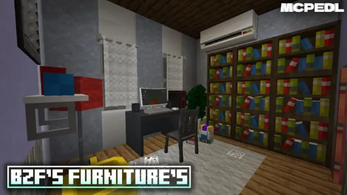 Кабинет с рабочим столом, креслом и полками