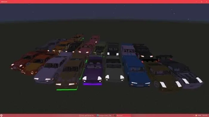Автомобили на гоночной трассе в Minecraft