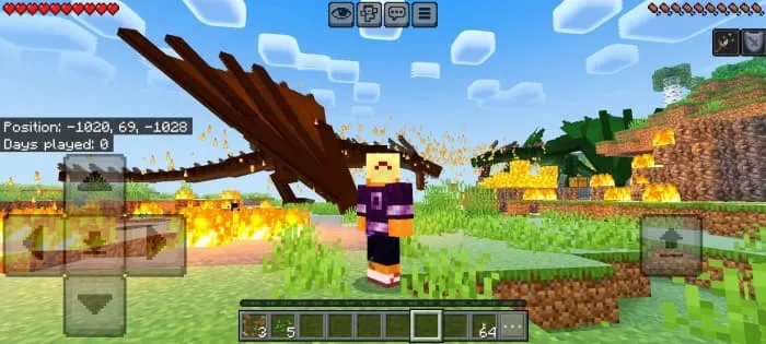 Игрок на фоне двух сражающихся драконов