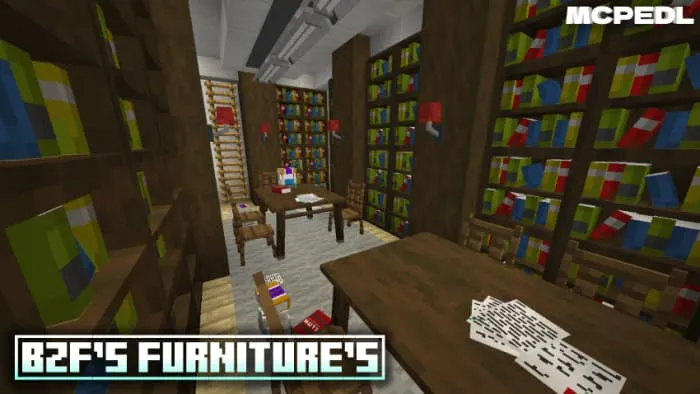 Большая библиотека с книжными полками и рабочим столом