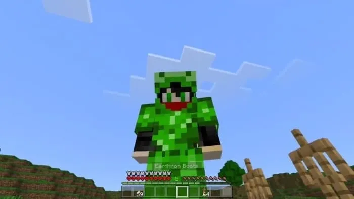 Полностью зеленая броня на игроке в хардкорном режиме