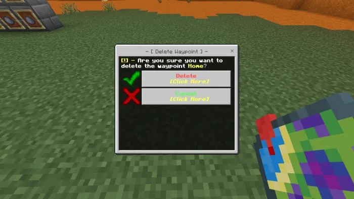 Меню удаления точки перемещения