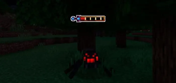 Отображение урона и здоровья паука в Minecraft