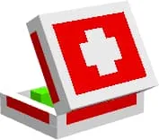 Красная аптечка с белым крестом