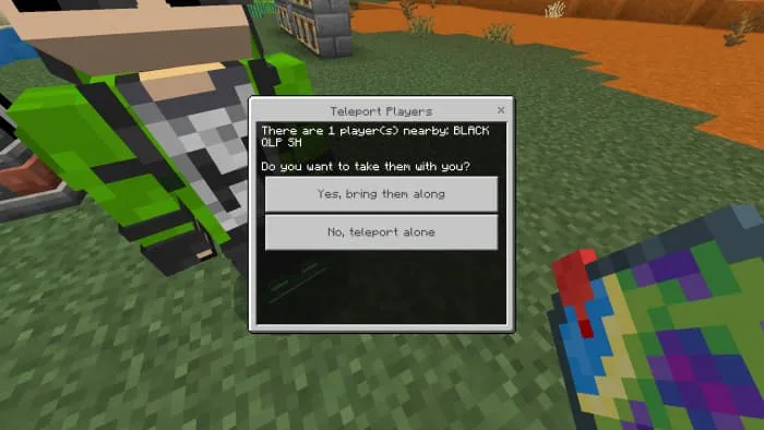 Меню для телепортации друга