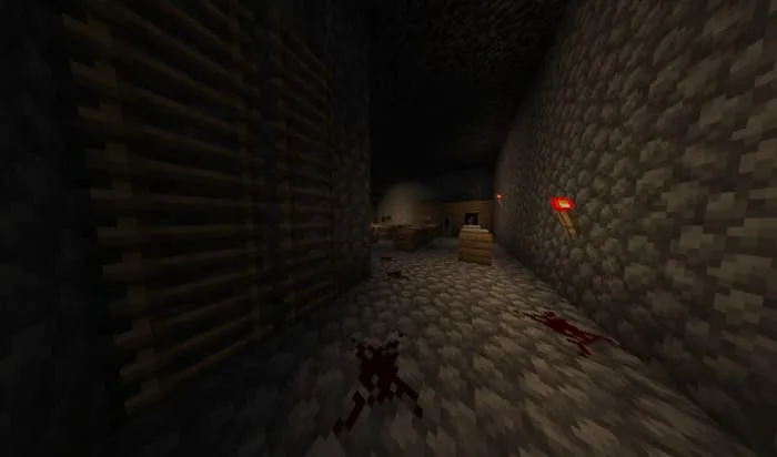 Темное подземелье с тусклым светом