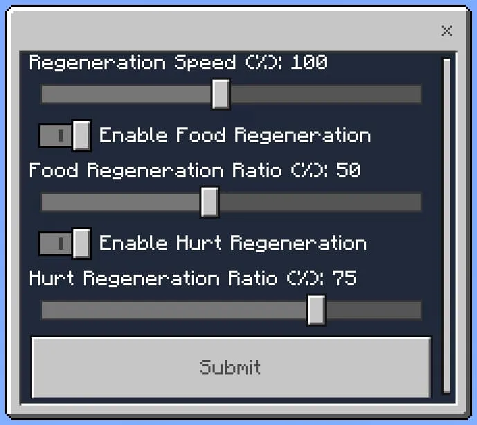 Настройки мода