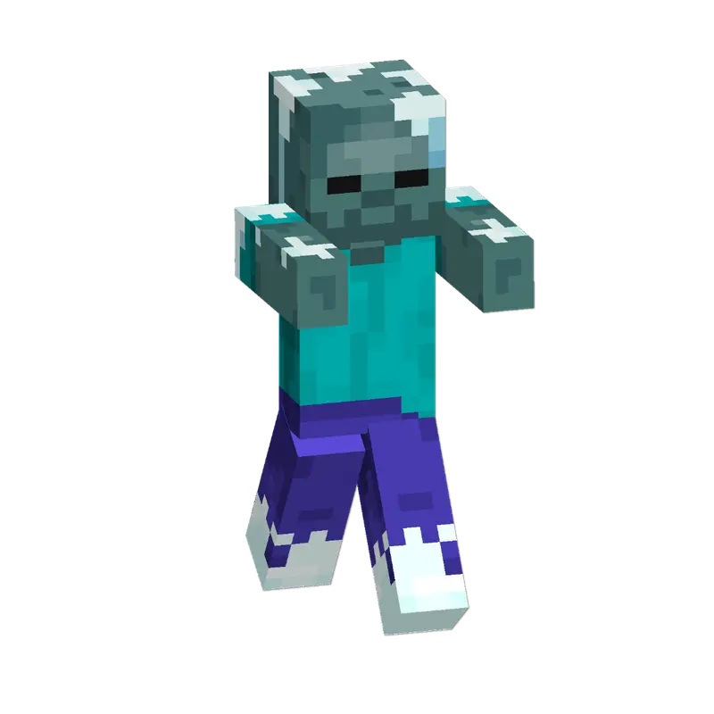 Зомби голубоватого цвета с заледеневшими частями тела