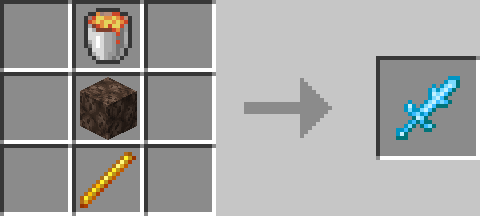 Получение меча из ведра лавы, песка душ и огненного стержня