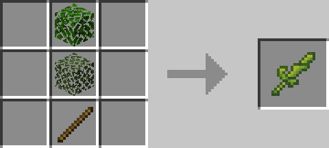 Изготовление зеленого меча из листвы и палки