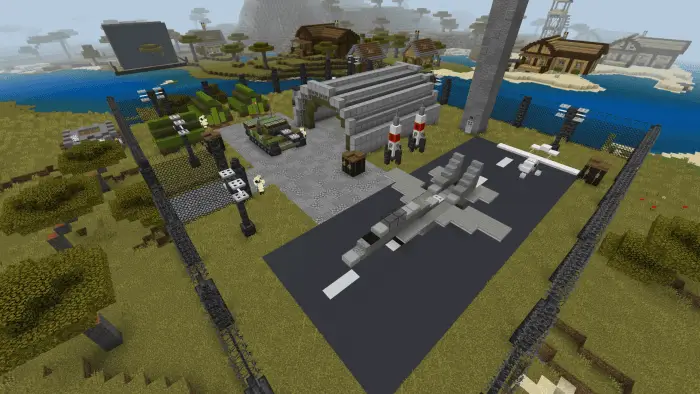 Аэропорт с самолетом и ангаром