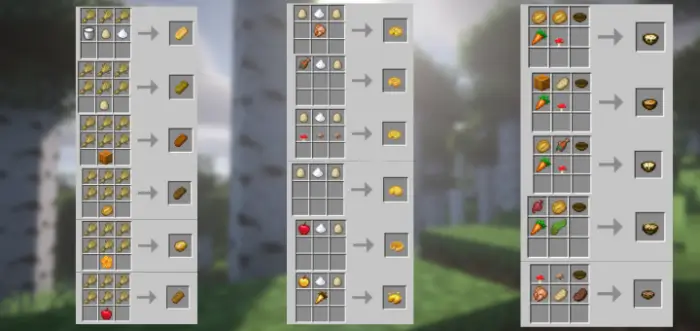 Крафты новых блюд в верстаке из доступных продуктов