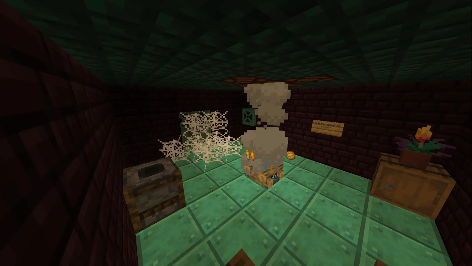 Комната из медных блоков и паутины