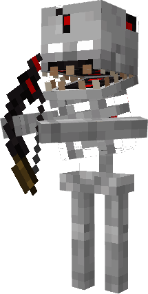 Скелет с острыми зубами и черным луком