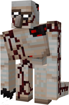 Перекошенный железный голем с черными пятнами