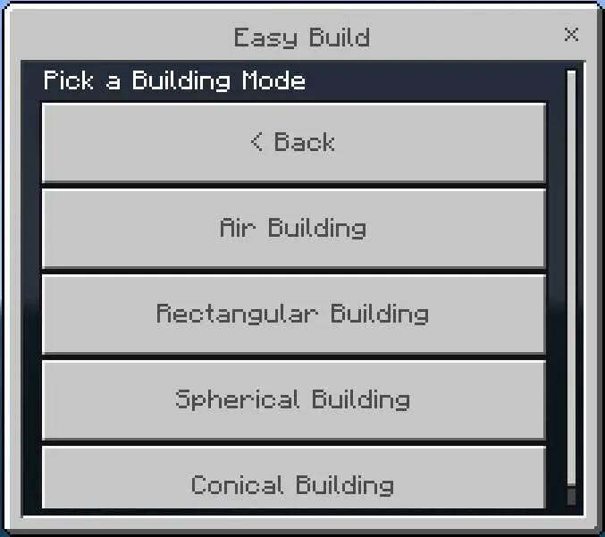 Выбор режима постройки