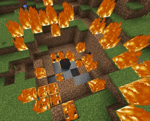 Черный лутбокс в земном кратере и огне