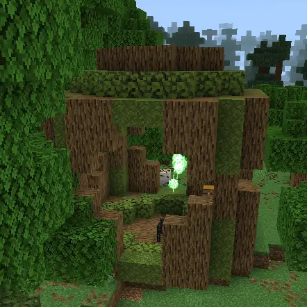 Лесная структура с сундуком из дерева и листьев