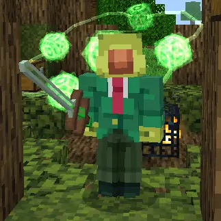 Игрок с природным клинком на фоне ярких шаров