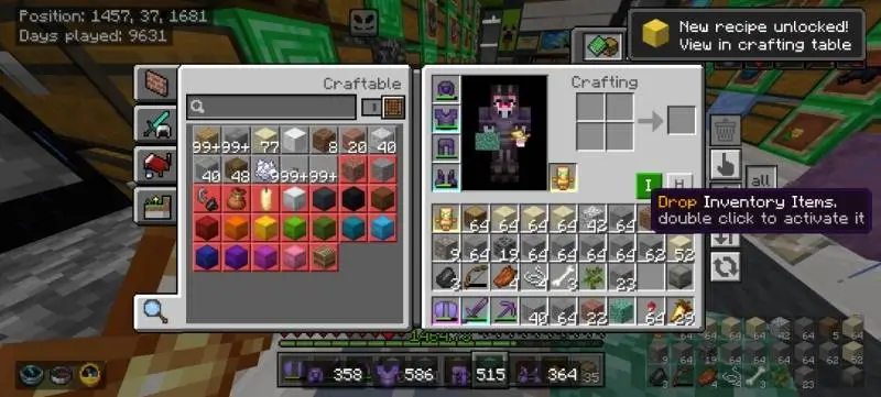 Использование кнопок в инвентаре