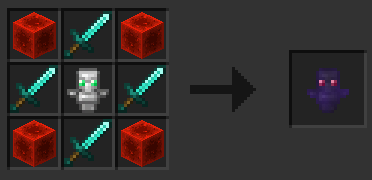 Крафт фиолетового тотема в верстаке из алмазных мечей