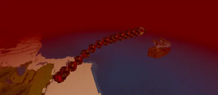 Огромное красное существо рядом с кораблем