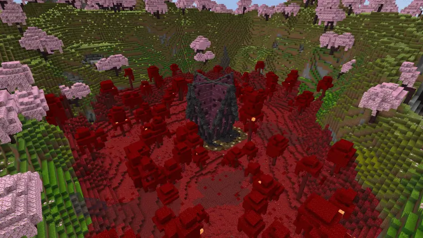 Дом в багровом лесу с другого ракурса