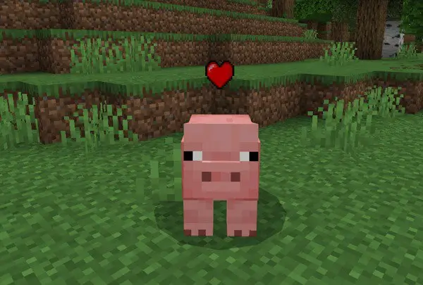 Значок сердца над свиньёй