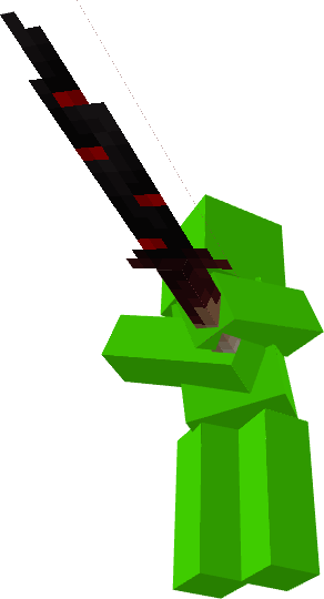 Зеленая модель игрока с черным мечом