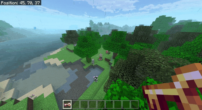 Игрок телепортируется к надгробию и из него выпадает кость