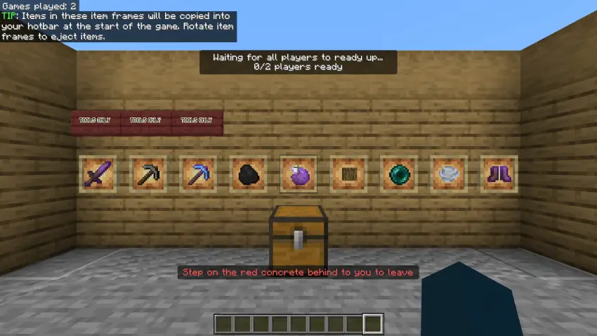 Лобби со стартовым набором предметов