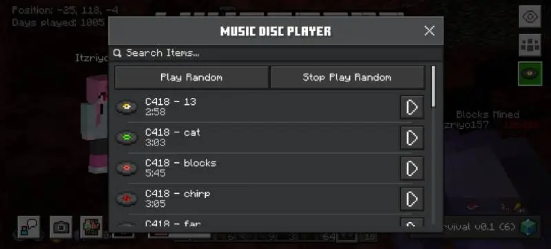 Музыкальный проигрыватель в меню паузы