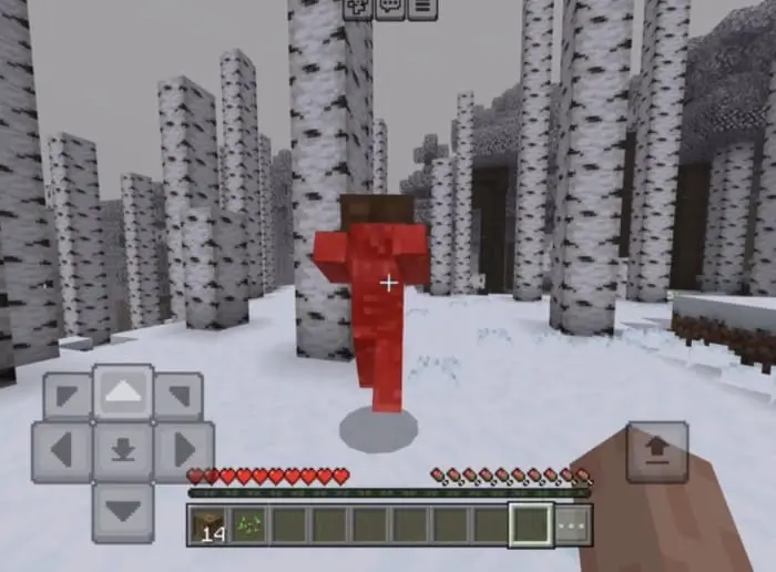 Зомби в снежном биоме атакует игрока