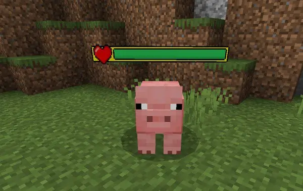 Полоска здоровья со сердцем над свиньёй