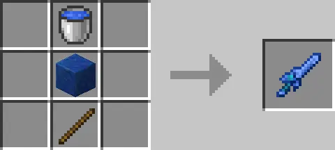 Водный меч из ведра воды, палки и блока лазурита