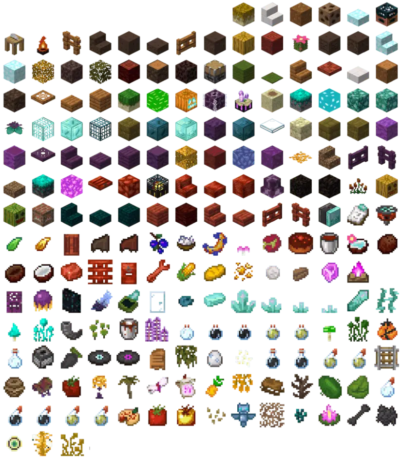 Все новые блоки и предметы