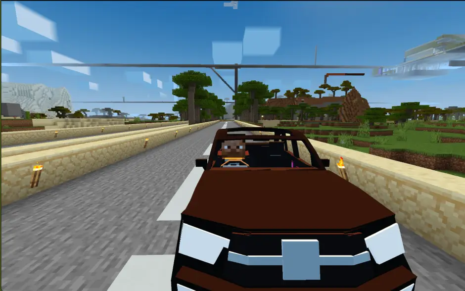 Игрок внутри коричневого автомобиля