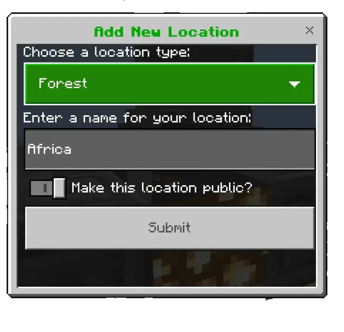 Создание новой точки для телепортации в настройках