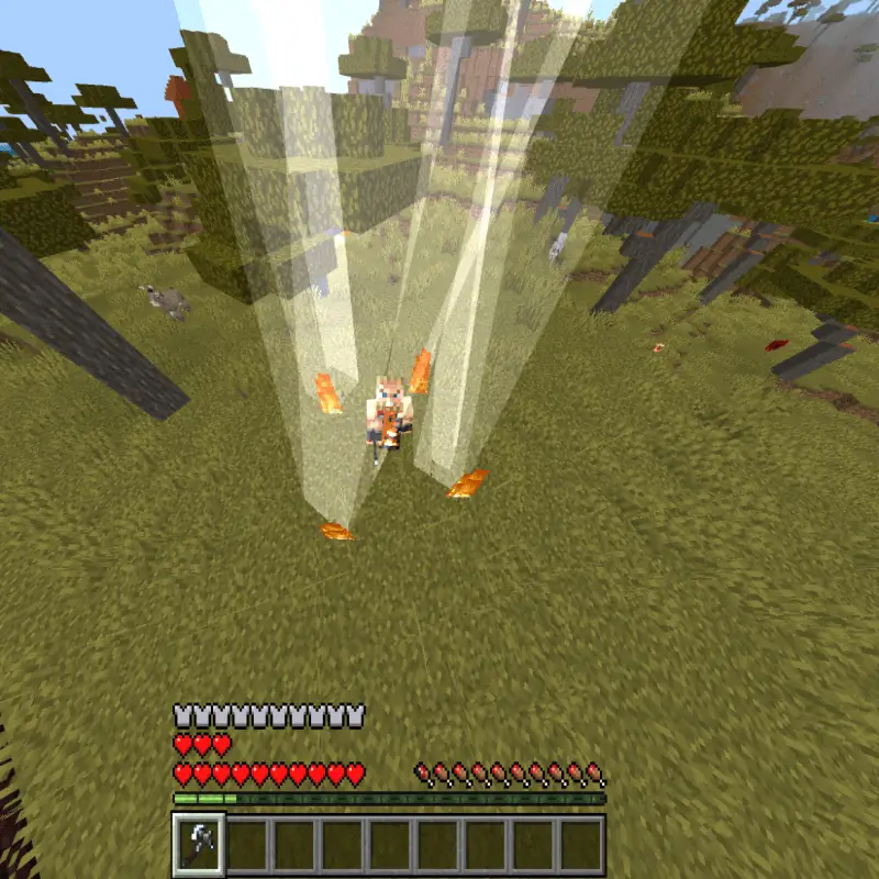 Множество молний вокруг игрока в костюме Тора