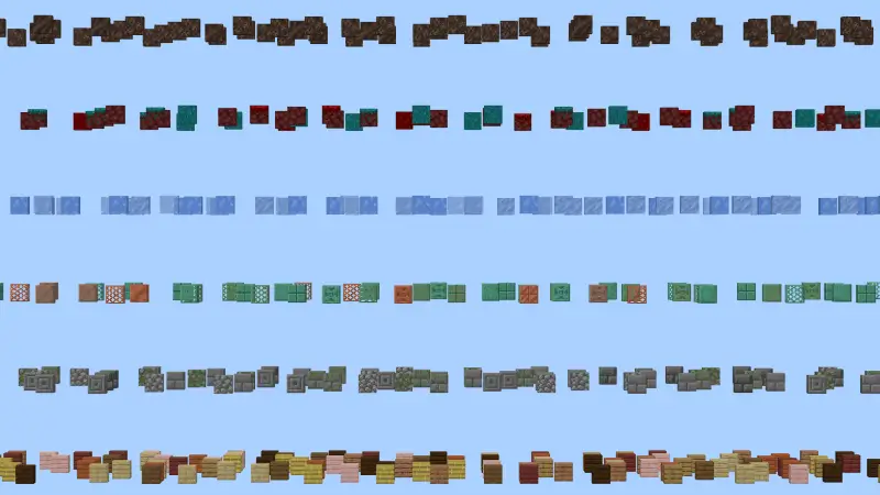 5 слоев из различных видов блоков