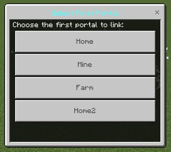 Меню выбора первого портала