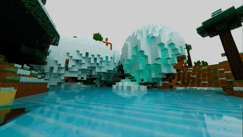 Ледяные глыбы в зимнем биоме